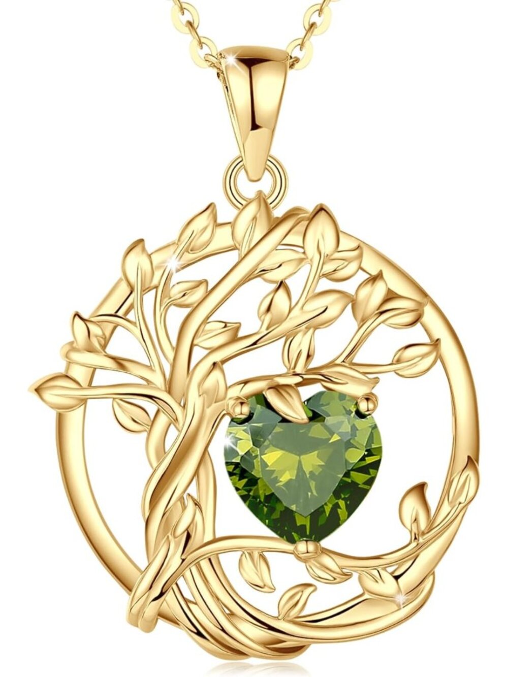 Tree of Life Birthstone Necklace in Sterling Silver - Elegant Women's Jewelry